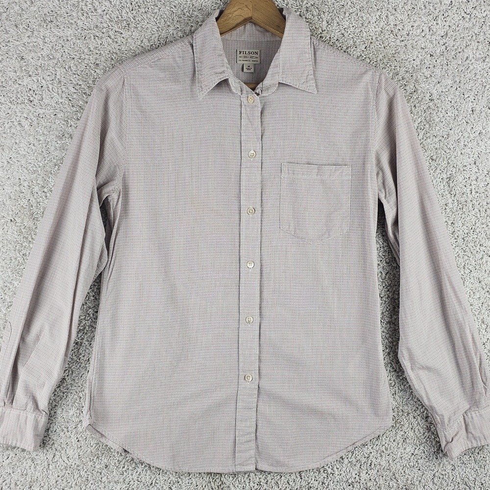 C.C. Filson Button Up Checkered Micro Check Shirt Women's Medium 100% Cotton